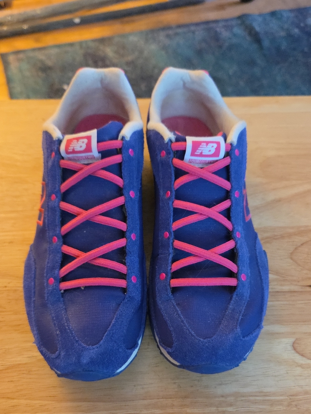 New Balance Navy and Pink Girls' Lace-Up Sneakers